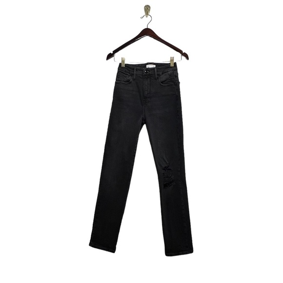 GOOD AMERICAN Good Classic Ripped Skinny Jeans Black206 24 - Picture 3 of 9